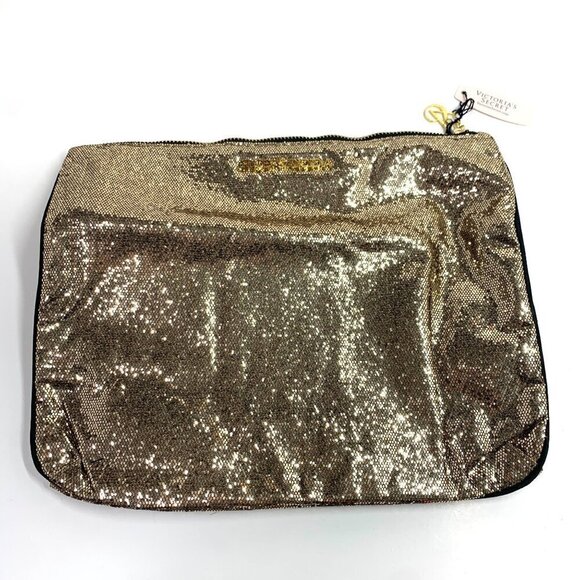 Victoria's Secret Shimmering Sequin Fold Over Evening Bag Disco Retro Gold NWT - Picture 9 of 10